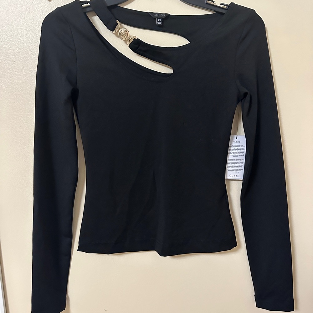 Black Cut-Out Long Sleeve Top